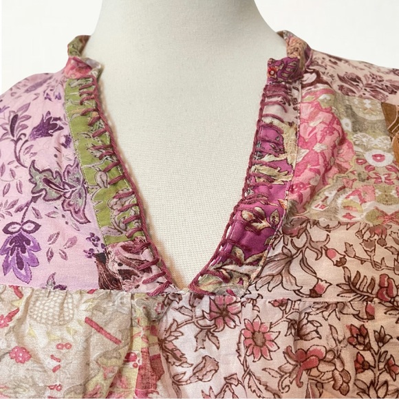 Johnny Was Bertha Top Flowy Bohemian Patchwork Shirt Size Medium - Picture 7 of 16